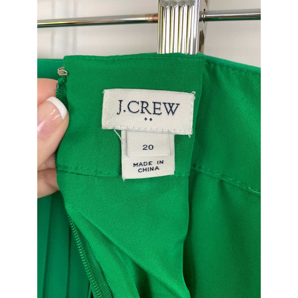 J Crew Pleated Kelly Green Skirt Sz 20 Lined Midi Preppy Classiccore Careerwear - Picture 8 of 11